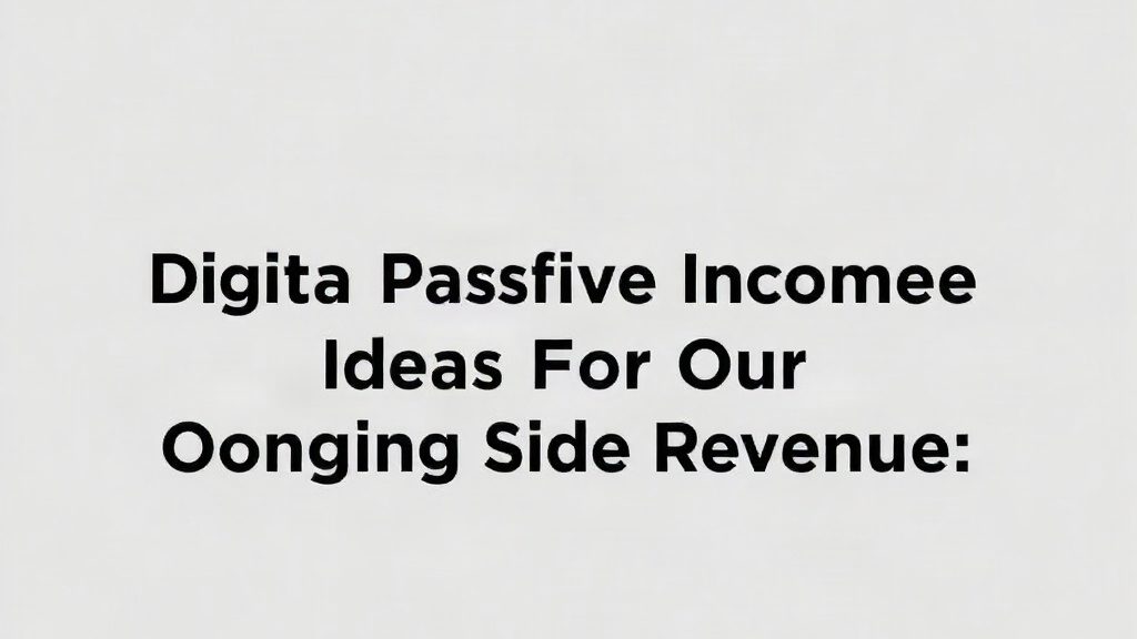 Digital Passive Income Ideas For Ongoing Side Revenue